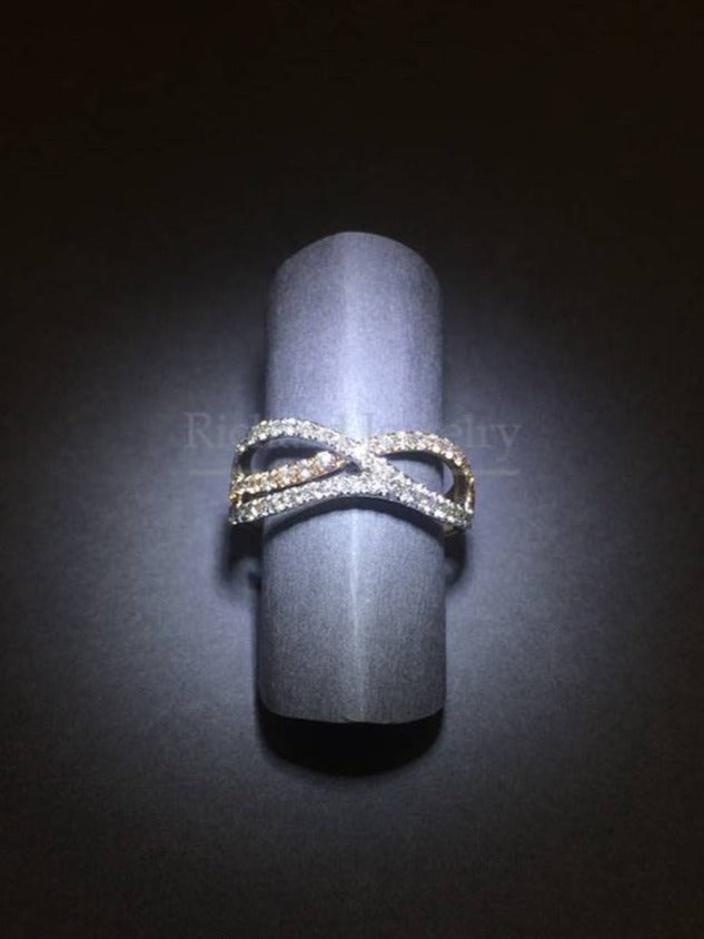 Two-Tone Gold Crisscross Diamond Ring