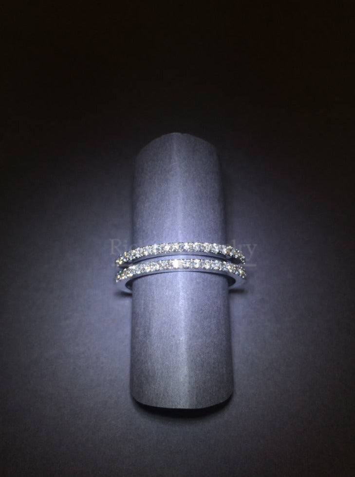 Open-Space Double-Band Diamond Ring