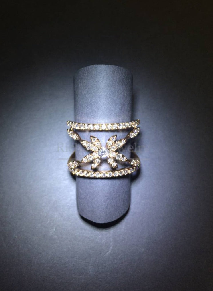 Flower Open-space Diamond Ring