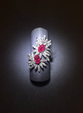 Load image into Gallery viewer, Ruby Twin-Flower Diamond Ring

