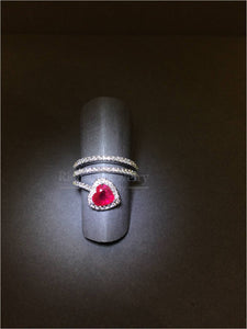 Open-Space Heart Shape Ruby Diamond Ring
