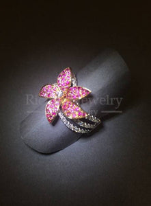 5 Petal Lily Flower Sapphire Ring