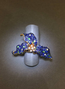 Blue Lily Flower Sapphire Ring