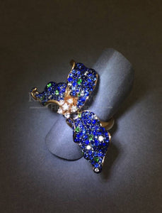 Blue Lily Flower Sapphire Ring