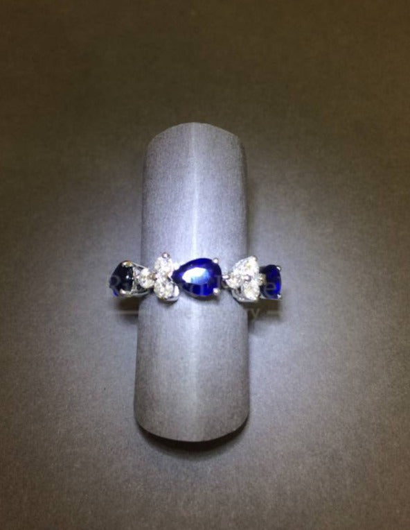 Pear Shape Blue Sapphire Diamond Ring