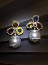 이미지를 갤러리 뷰어에 로드 , Multi-color Sapphire Pearl Earrings
