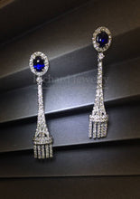 画像をギャラリービューアに読み込む, Blue Sapphire Chandelier Diamond Earrings
